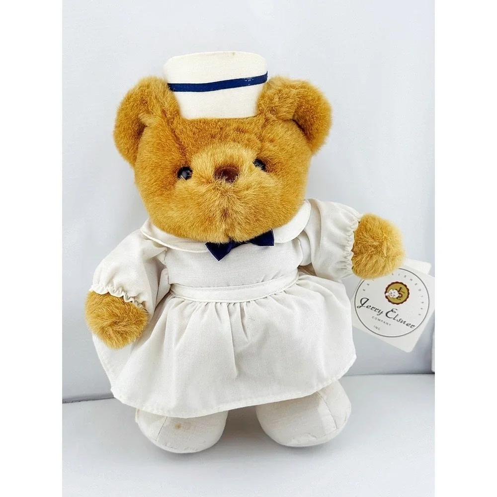 Vintage 1980's Jerry Elsner Nursing Care Plush Brown Bear Stuffed Animal Toy